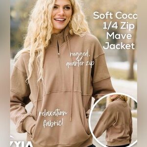 Zyia Active Soft Cocoa 1/4 Zip Mave Pullover Size Large L